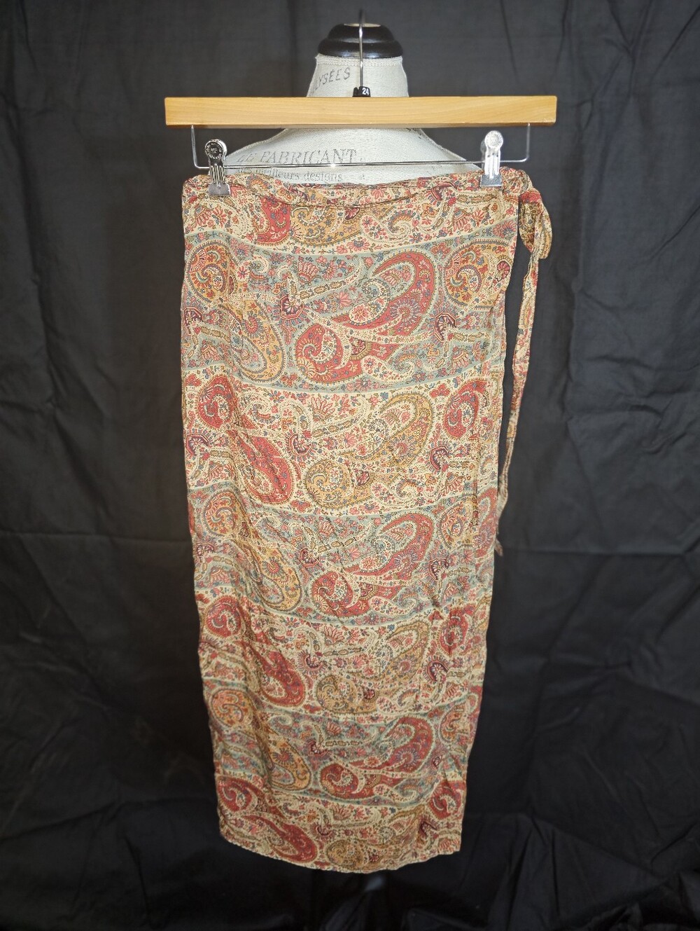 Paisley Wrap Skirt in Red and Tan